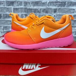 Nike Roshe Run One Atomic Mango Pink Glow Ombre Shoes 599432-801 Womens Size 7